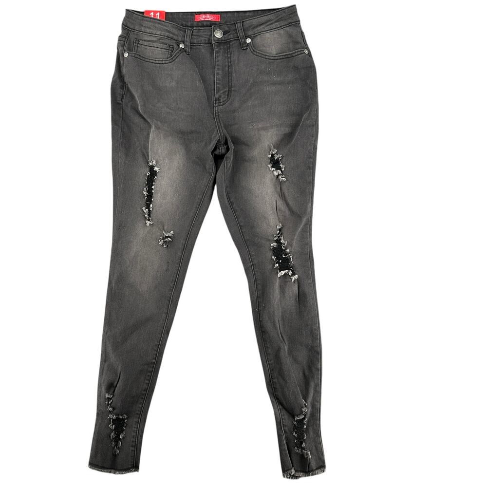 HH Jeans Black Distressed Skinny Jeans NWT Size 11 Juniors Emo Rock Grunge